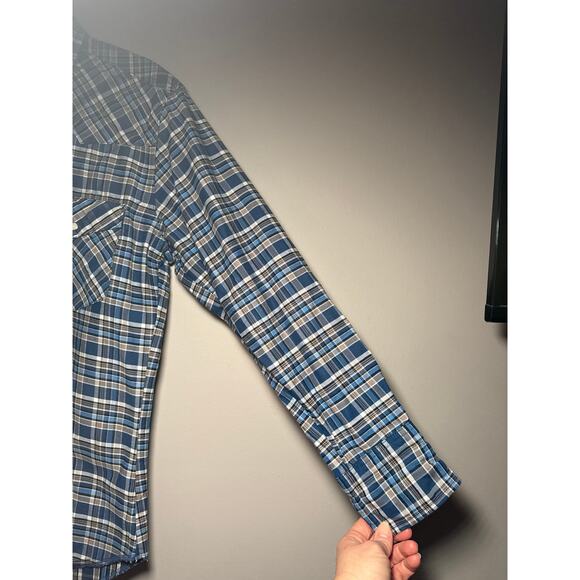 Wrangler Thick Heavy Duty Cotton Pearl Snap Western Shirt size Medium - Picture 4 of 14